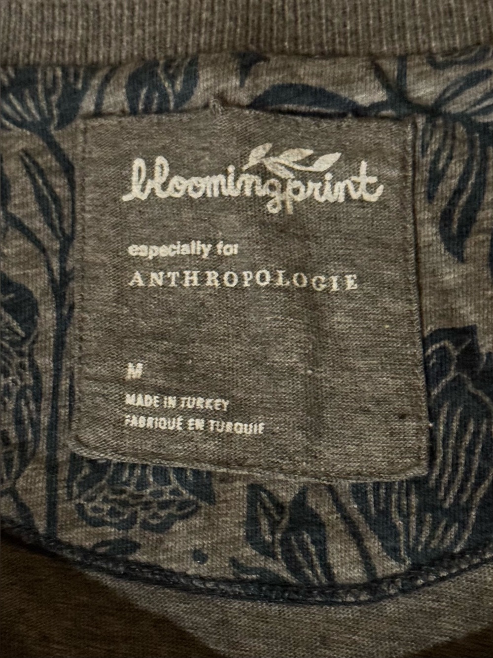Anthropologie size M cropped tee shirt Bloomingprint floral botanical cuffs - Picture 6 of 14